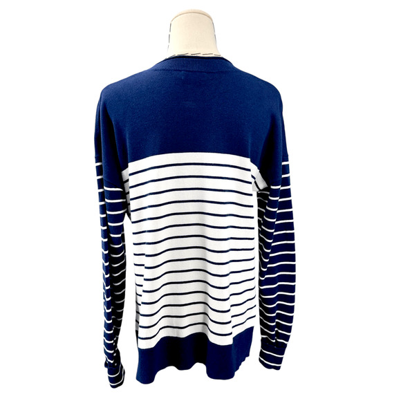 Vineyard Vines Blue White Striped Long Sleeve Crew Neck Pullover Sweater XL 16 - Picture 4 of 8